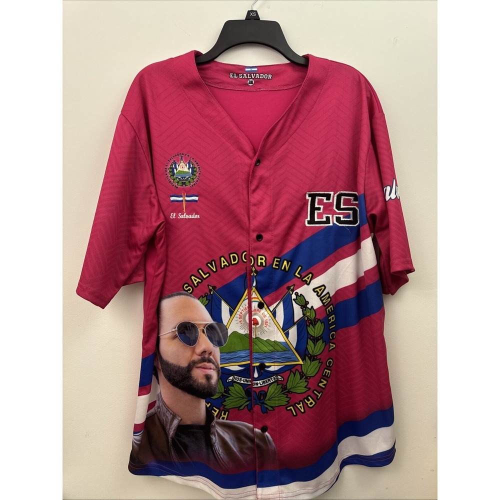 Nayib Bukele womens pink Baseball Jersey shirt size 2XL